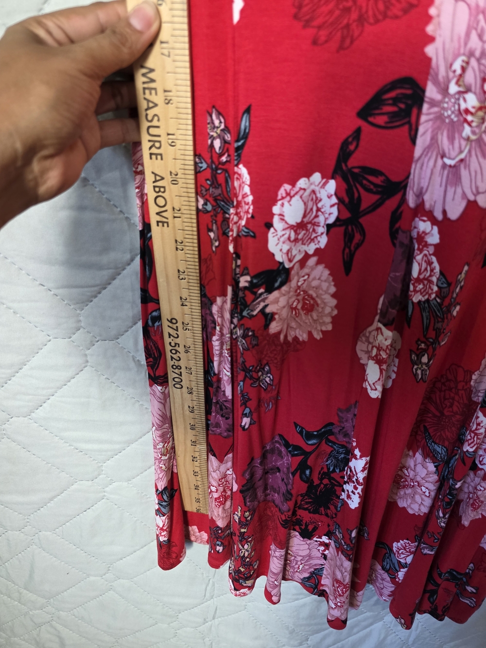 Premise Hot Pink Floral V-neck Knee Length Stretch Dress Sz XL - Picture 5 of 5
